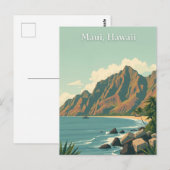 Vintage Maui, Hawaii Travel Illustration ポストカード (正面/裏面)