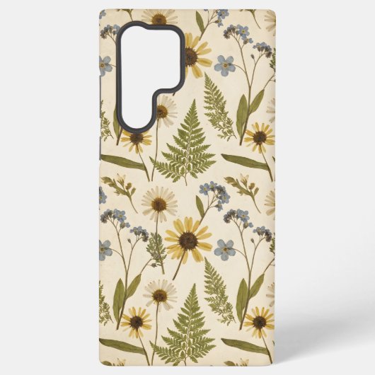 Vintage Meadow Botanical Pressed Wildflower & Fern Samsung Galaxyケース (裏面)