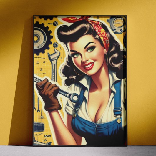 Vintage Mechanic Pin-up ポスター