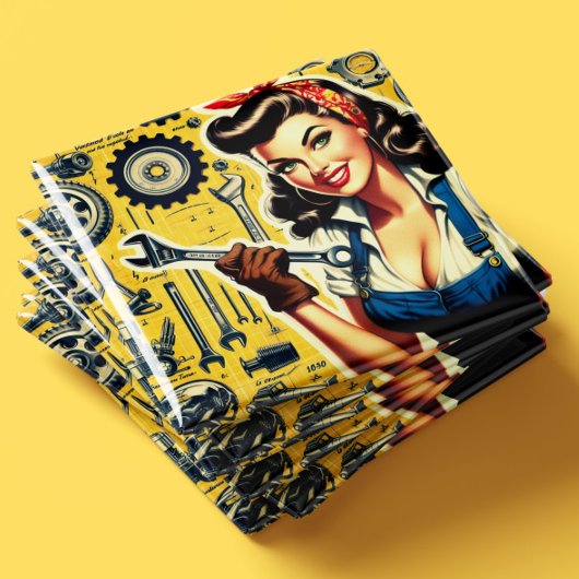 Vintage Mechanic Pin-up マグネット