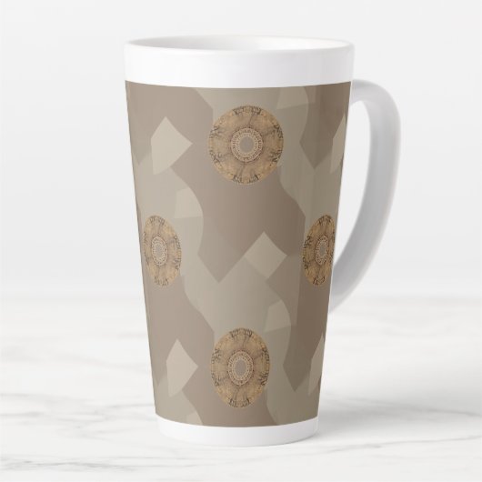 Vintage Medallion Tile Pattern カフェラテマグ (右アングル)