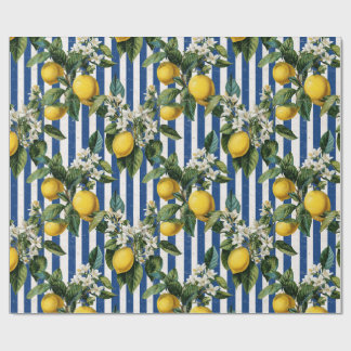 Vintage Mediterranean Lemons Decoupage ラッピングペーパー