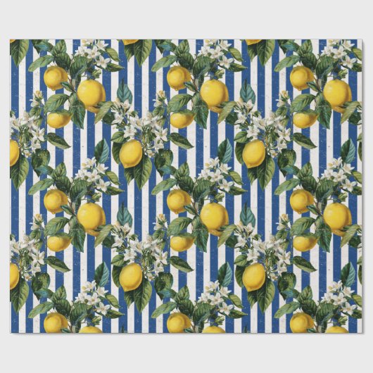 Vintage Mediterranean Lemons Decoupage ラッピングペーパー (フラット)