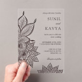 Vintage Mehendi Henna Indian Wedding Invitation アクリル招待状 (インサイチュ (ポータブル))