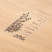 Vintage Mehendi Henna Indian Wedding Invitation アクリル招待状 (レイダウン)