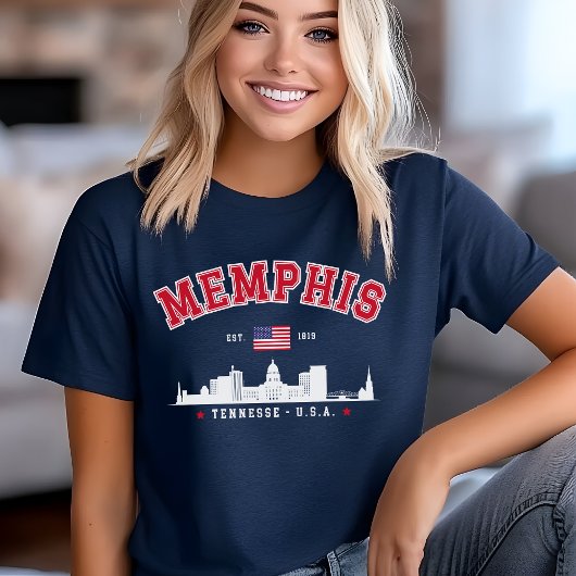 "Vintage Memphis – Iconic Skyline city トライブレンドＴシャツ