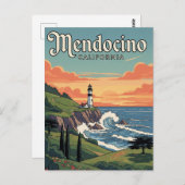 Vintage Mendocino California Travel ポストカード (正面/裏面)