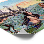 Vintage Mermaid Poster ポスター (角)
