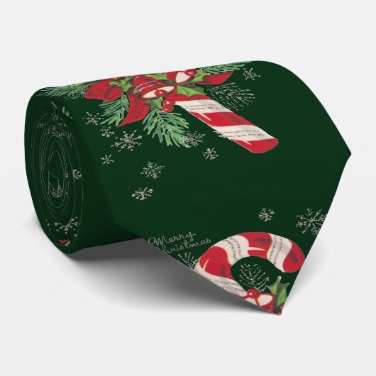 Vintage Merry Christmas Candy Cane ネクタイ (ロール)