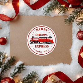 Vintage Merry Christmas Express Train | North Pole ラウンドシール