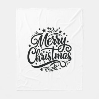Vintage Merry Christmas - Festive and Elegant フリースブランケット
