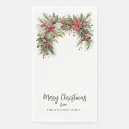 Vintage Merry Christmas Garland Paper Guest Towels