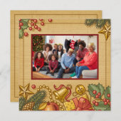 Vintage Merry Christmas New Year card シーズンカード (正面/裏面)