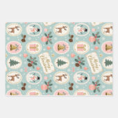 Vintage Merry Christmas Pattern Wrapping Paper ラッピングペーパーシート (正面)