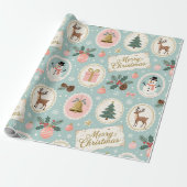 Vintage Merry Christmas Pattern Wrapping Paper ラッピングペーパー (アンロールド)