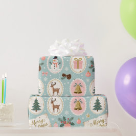 Vintage Merry Christmas Pattern Wrapping Paper ラッピングペーパー