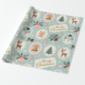 Vintage Merry Christmas Pattern Wrapping Paper ラッピングペーパー (アンロールド)