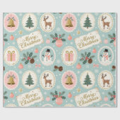 Vintage Merry Christmas Pattern Wrapping Paper ラッピングペーパー (フラット)