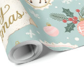Vintage Merry Christmas Pattern Wrapping Paper ラッピングペーパー (ロールコーナー)