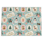 Vintage Merry Christmas Pattern Wrapping Paper ラージペーパーバッグ (正面)