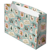 Vintage Merry Christmas Pattern Wrapping Paper ラージペーパーバッグ (裏面アングル)