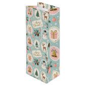 Vintage Merry Christmas Pattern Wrapping Paper ワインギフトバッグ (裏面アングル)