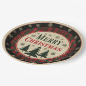 Vintage Merry Christmas Photo Paper Plates ペーパープレート (アングル)