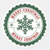 Vintage Merry Christmas Snowflake Round Holiday  ラウンドシール (正面)