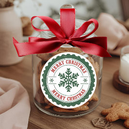 Vintage Merry Christmas Snowflake Round Holiday ラウンドシール