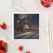 Vintage Merry Christmas Train In Snow スタンダードカクテルナプキン (インサイチュ)