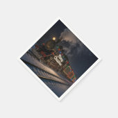 Vintage Merry Christmas Train In Snow スタンダードカクテルナプキン (角)