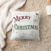 Vintage Merry Christmas Typography クッション (ブランケット)
