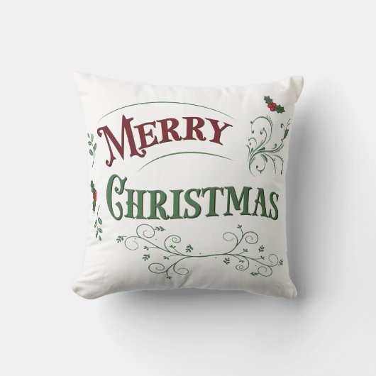 Vintage Merry Christmas Typography クッション (正面)