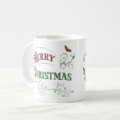 Vintage Merry Christmas Typography コーヒーマグカップ (正面左)