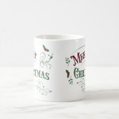 Vintage Merry Christmas Typography コーヒーマグカップ (中央)