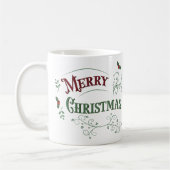 Vintage Merry Christmas Typography コーヒーマグカップ (左)