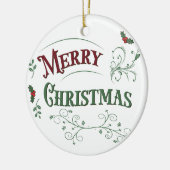 Vintage Merry Christmas Typography セラミックオーナメント (左)
