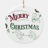 Vintage Merry Christmas Typography セラミックオーナメント (裏面)