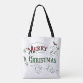 Vintage Merry Christmas Typography トートバッグ (裏面)