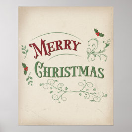 Vintage Merry Christmas Typography ポスター