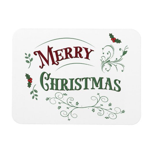 Vintage Merry Christmas Typography マグネット (横)