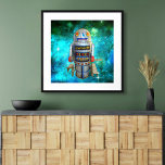 Vintage metal toy robot in blue galaxy cute retro ポスター<br><div class="desc">I love cute, retro faces on vintage, childhood metal toy wind-up robots. Here’s one of my favorites, set against a turquoise blue bubble galaxy sky. Add some style to your room with this fun, colorful, photo poster. Makes a great, trendy gift, even for yourself! You can easily personalize this poster...</div>