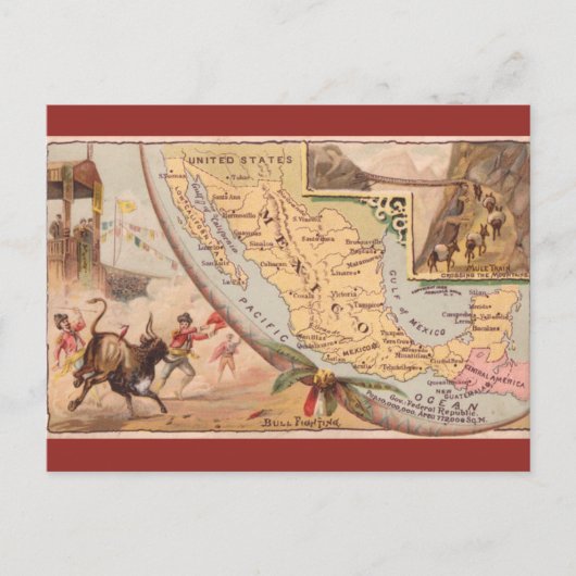 Vintage Mexico Map ポストカード (正面)