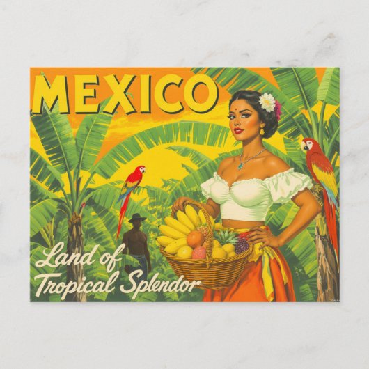 Vintage Mexico Tropical Travel ポストカード (正面)