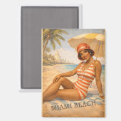 Vintage Miami Beach 1920s Pin-Up Magnet マグネット (正面/裏面)