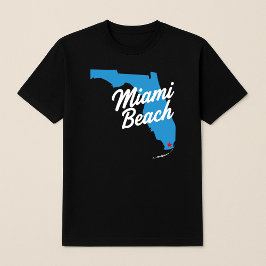 Vintage Miami Beach Map Florida Script Typography Tシャツ