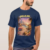 Vintage Miami Beach Sunset Retro Travel T-Shirt Tシャツ (正面)