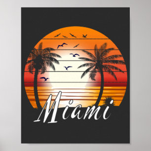 Vintage Miami Florida Palm Trees Summer Beach ポスター
