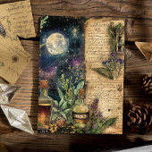 Vintage Midnight Apothecary Script Scrapbook Paper