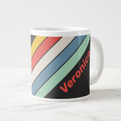 Vintage Midnight Stripes with Name ジャンボコーヒーマグカップ (正面右)